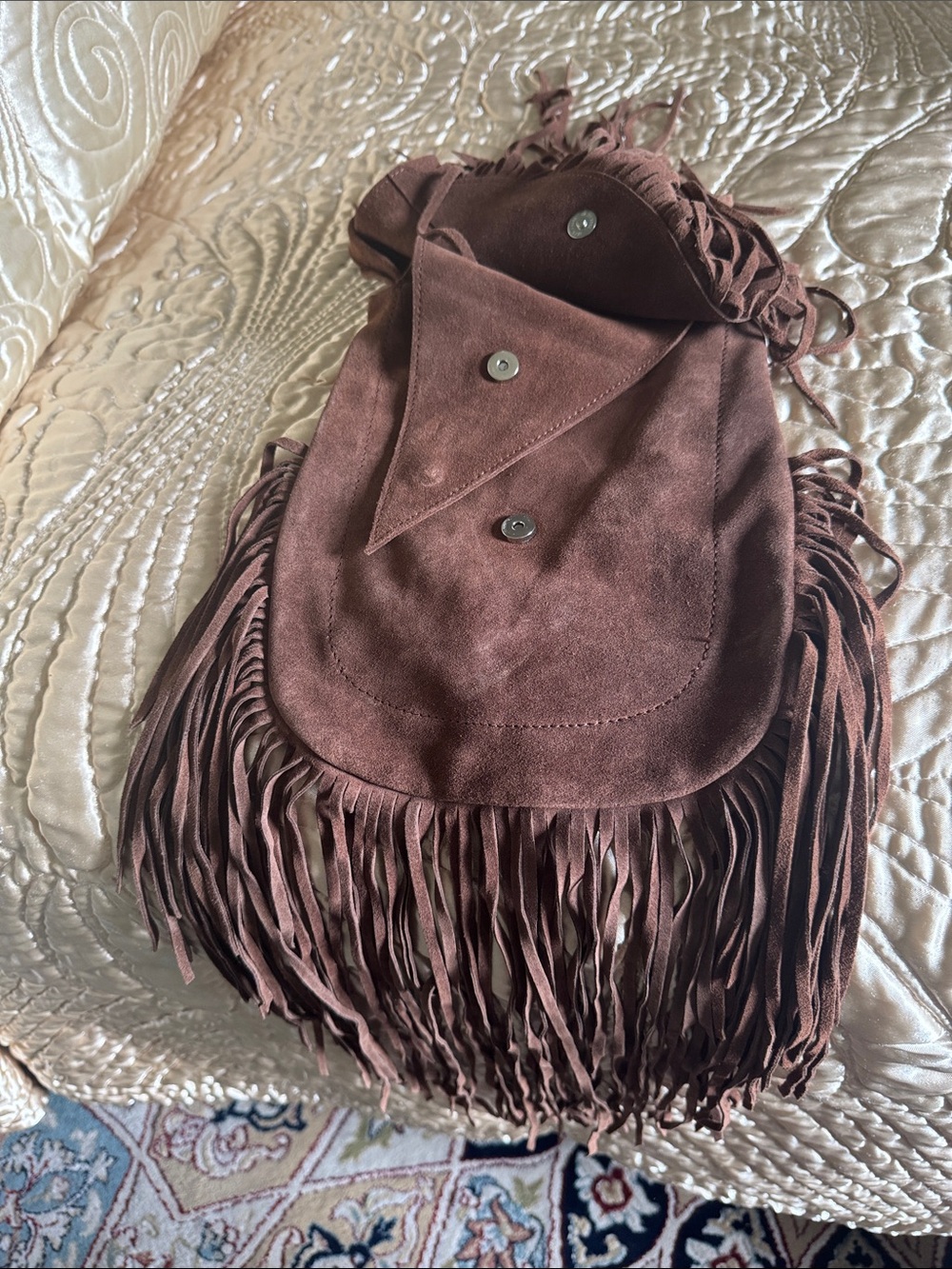 Fringe Suede/ Leather Crossbody Bag - Brown NWOT.